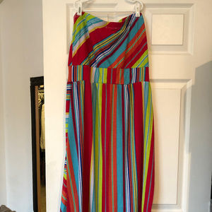 Strapless Multi-colored Maxi Dress